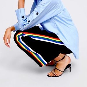 NWT Zara Rainbow Stripe Wide Leg Pants